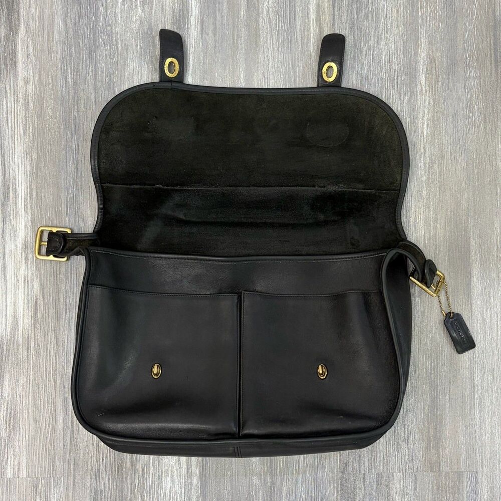 90s Coach Carrier Bag Leather Carrier Bag Briefcase Messenger Box Tag USA 9800 - Picture 13 of 16